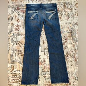 7 for all Mankind Dojo Bootcut Wide Leg Jeans Long Tall - Floral Flower Pocket